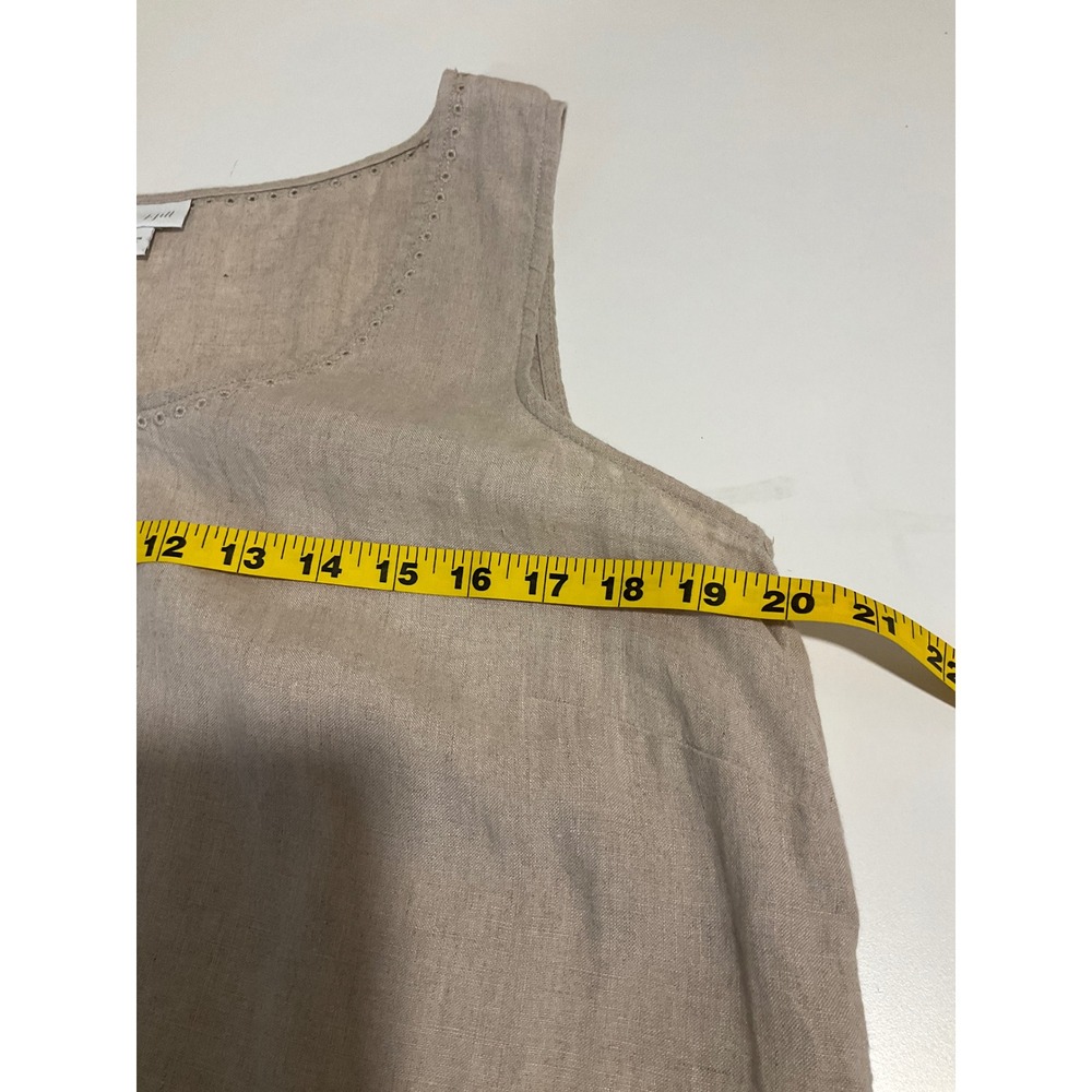 J. Jill Love Linen Pullover Tank Top Eyelet Beige Minimalist Beachy Coastal M - Picture 4 of 6